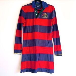 Ralph Lauren Blue Label Anniversary Embroidered 67 Rugby Stripe Dress Sz. Medium